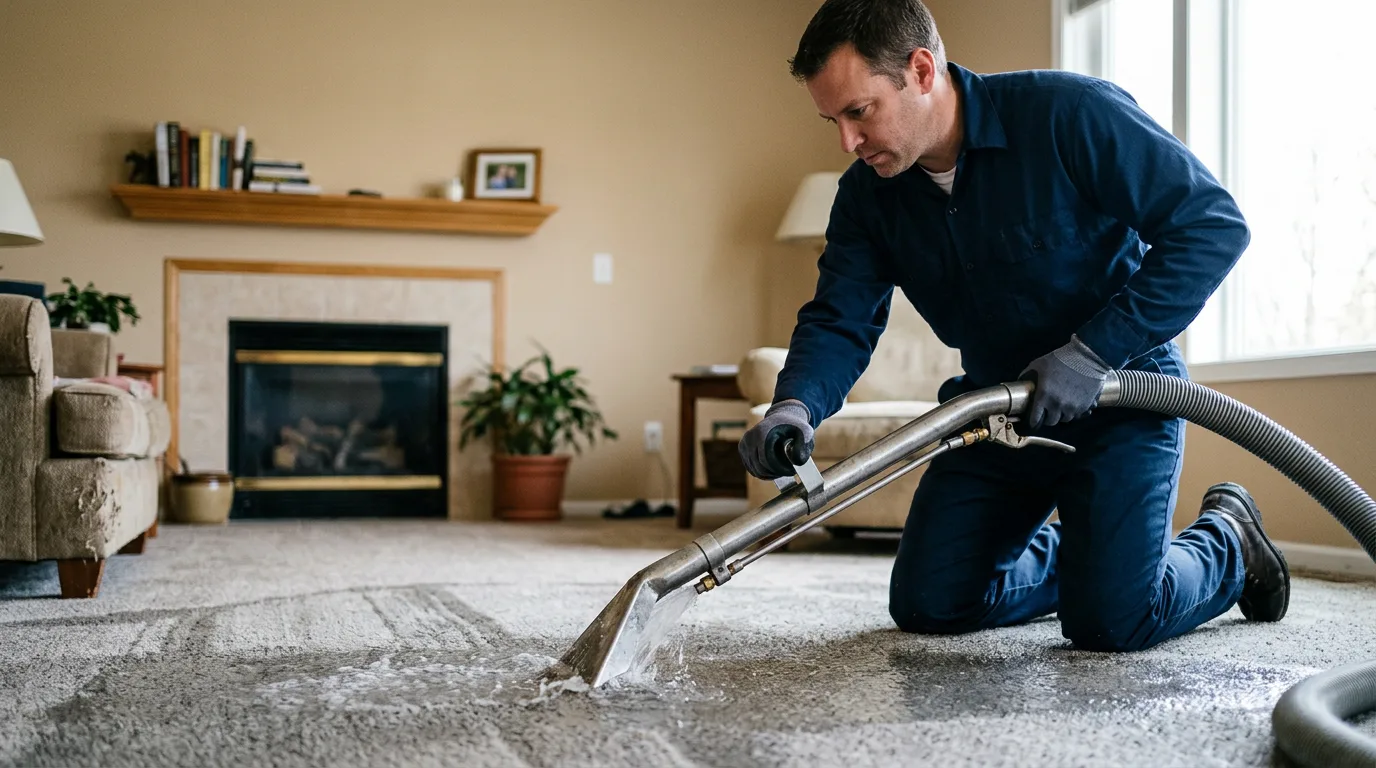 Water damage restoration technician working near Sandy Lake, PA